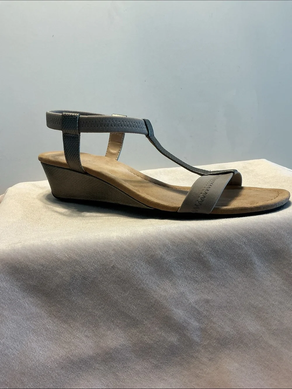 Alfani Voyage Pewter T-Strap Open Toe Sandals Sz 9.5